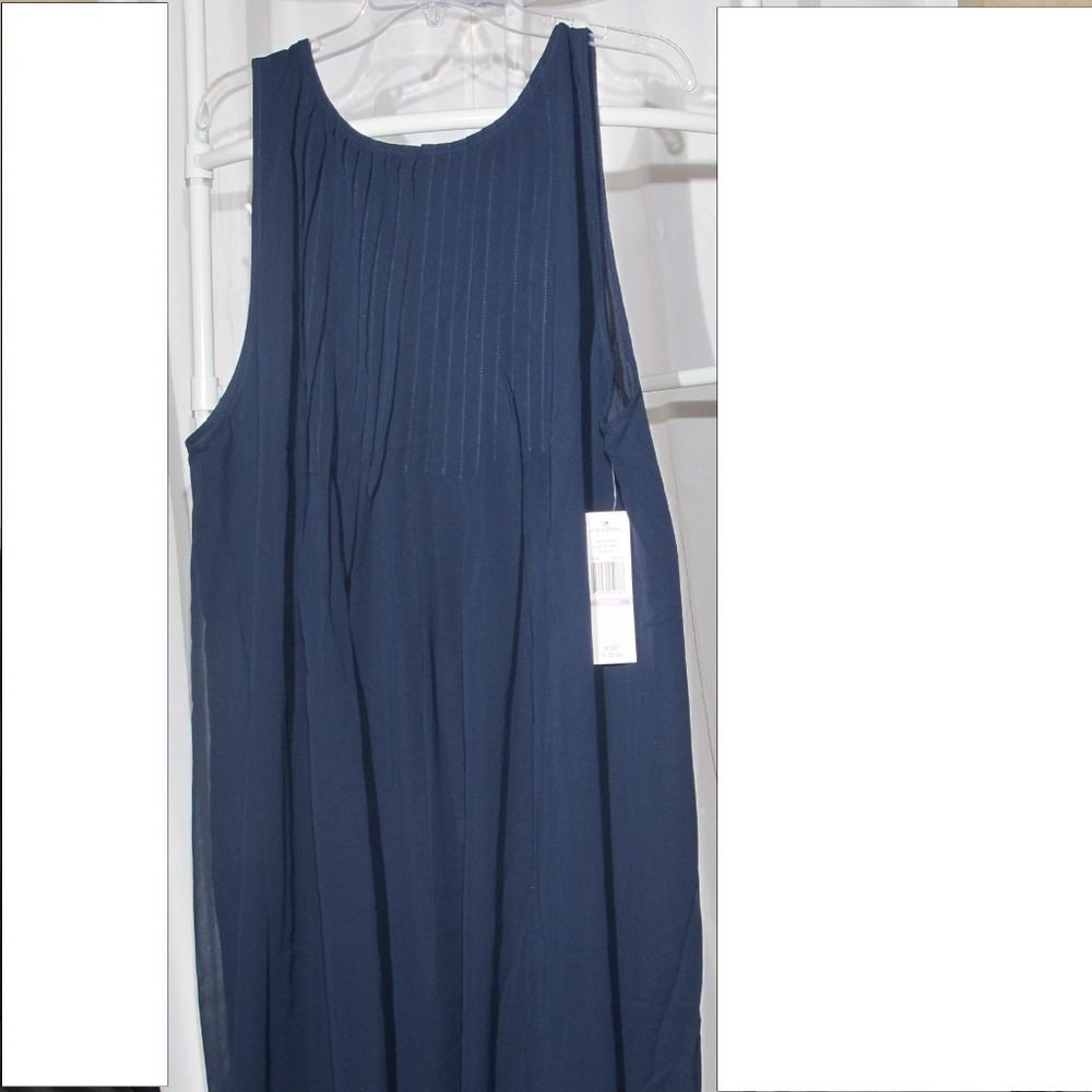 NWT- SHARAGANO PLEATED NAVY DRESS